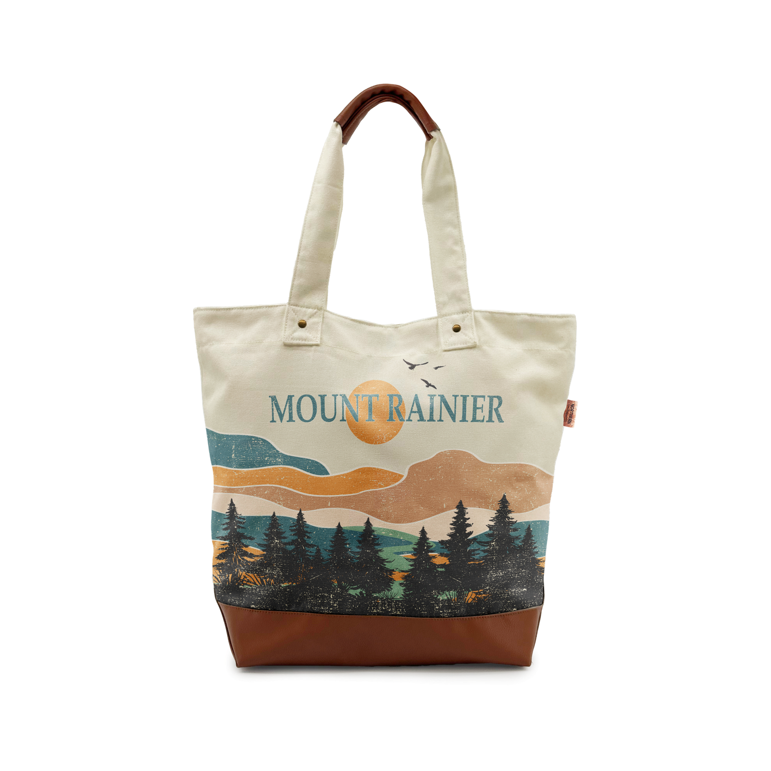Mount Rainier Canvas Tote Bag – National Park Mountain Adventure Travel Shoulder Bag