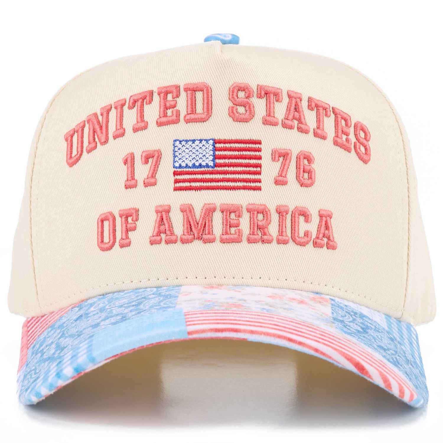 C.C UNITED STATES 1776 Letter on Two Tone Trucker Hat: Blue/Red