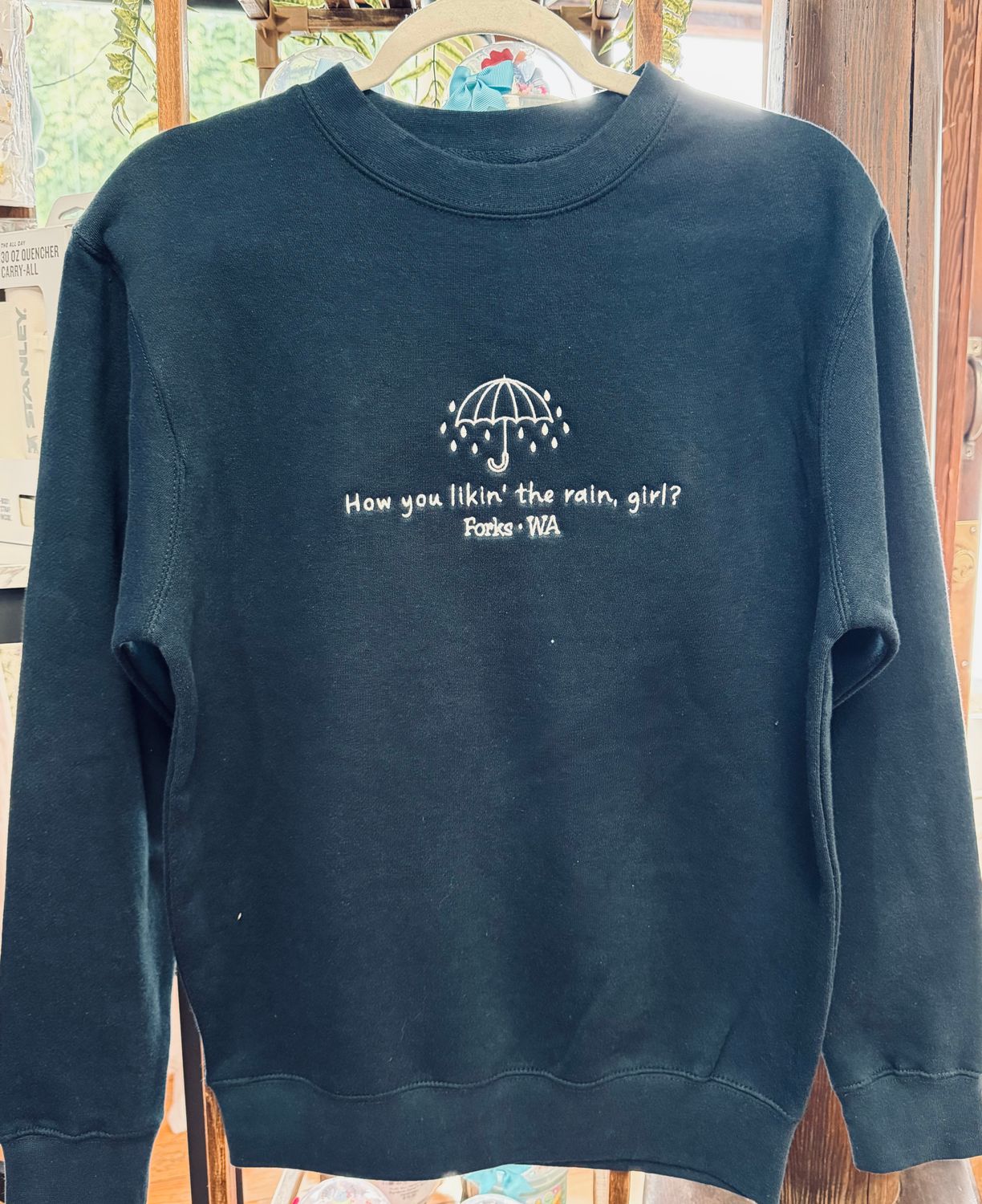 How You Like’n The Rain Girl Crewneck, Color: Navy, Size: Small