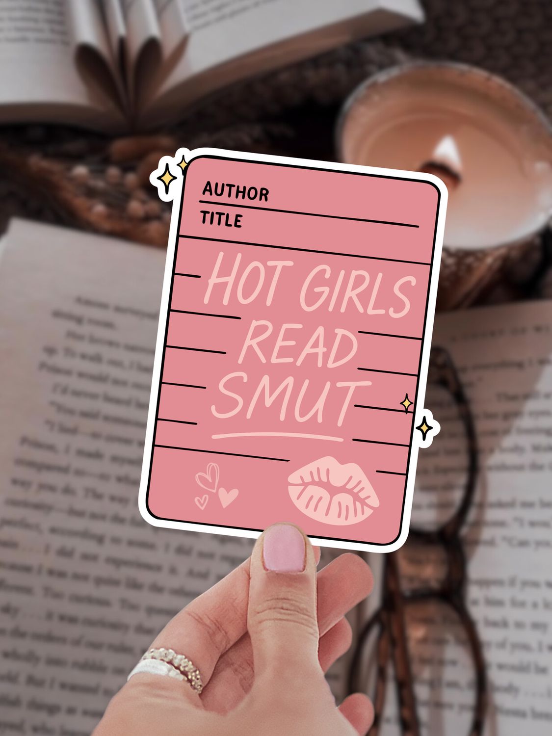 Hot Girls Read Smut Romance Sticker: Holographic Stars