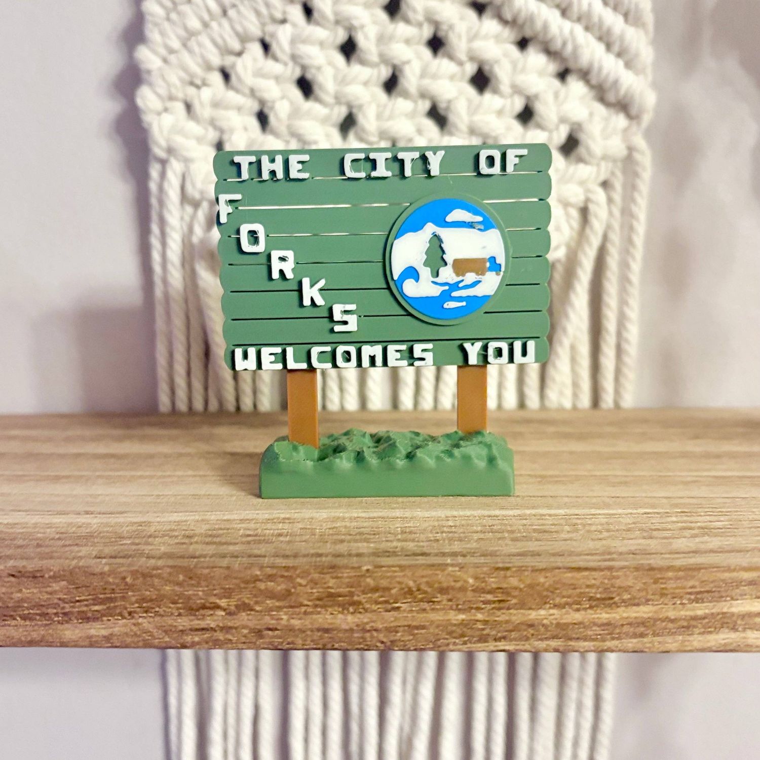 3d Printed Forks, Wa Twilight Inspired Sign: Small (3 inches) / The City of Forks Welcomes You