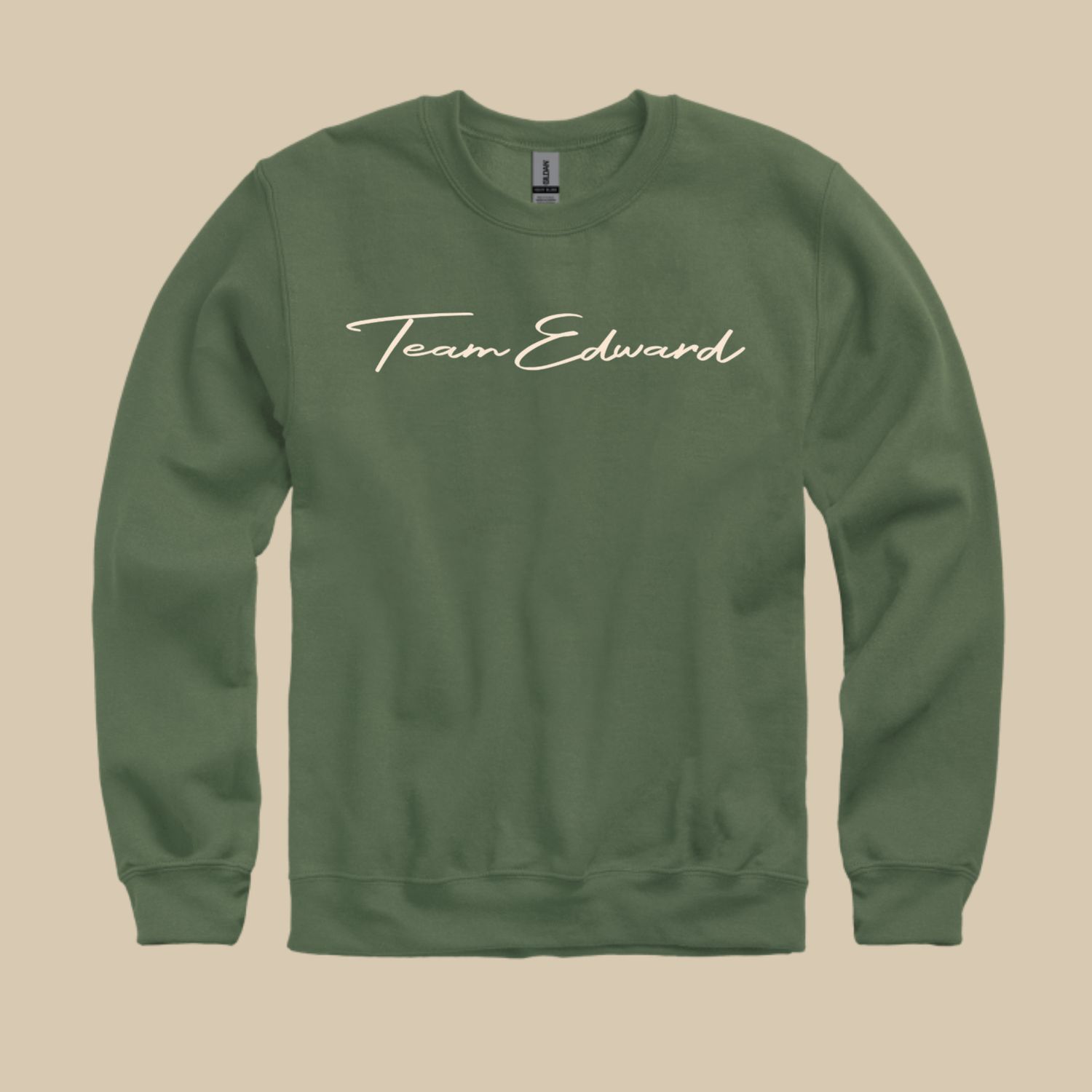 Team Edward Embroidered Crewneck Sweatshirt, Color: Military Green, Size: Small