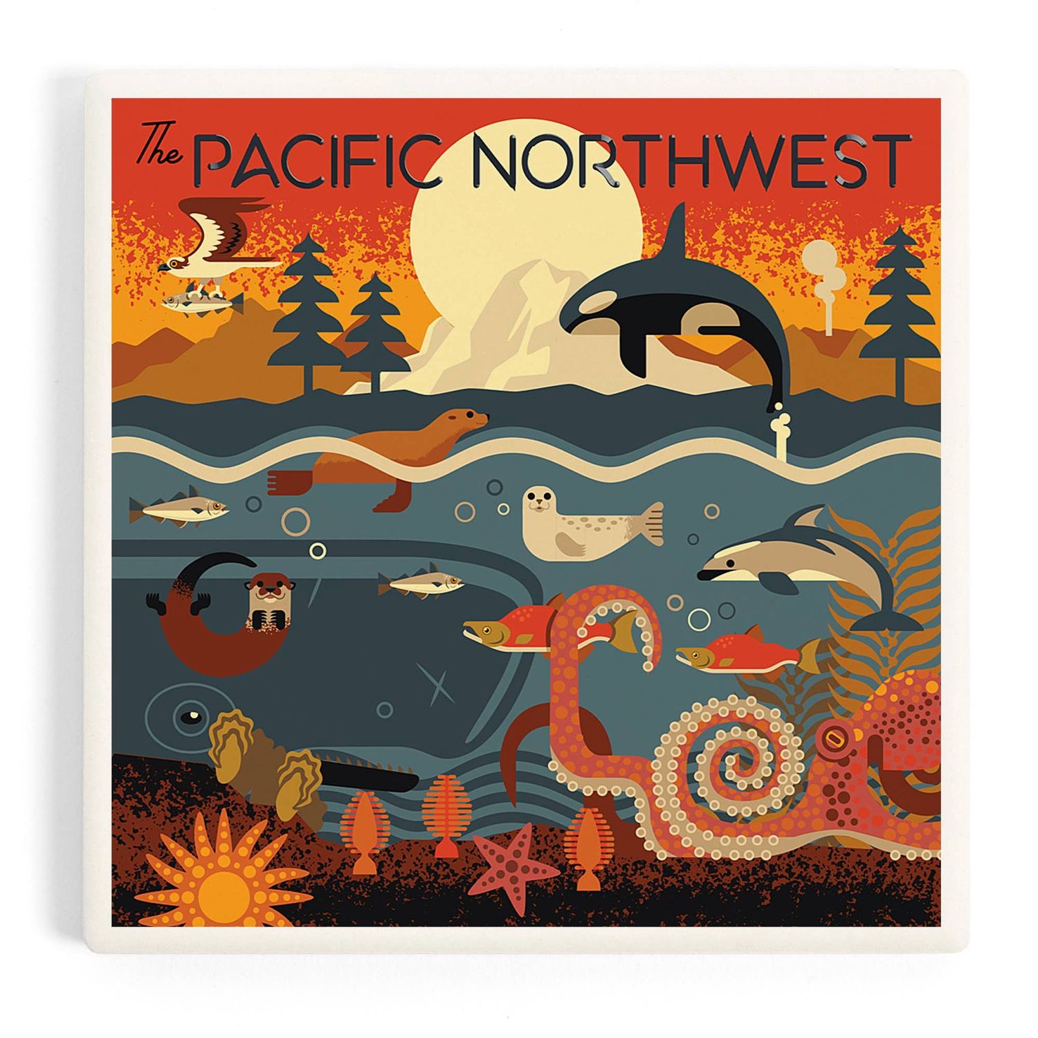 Pacific Northwest Marine Animals Coaster