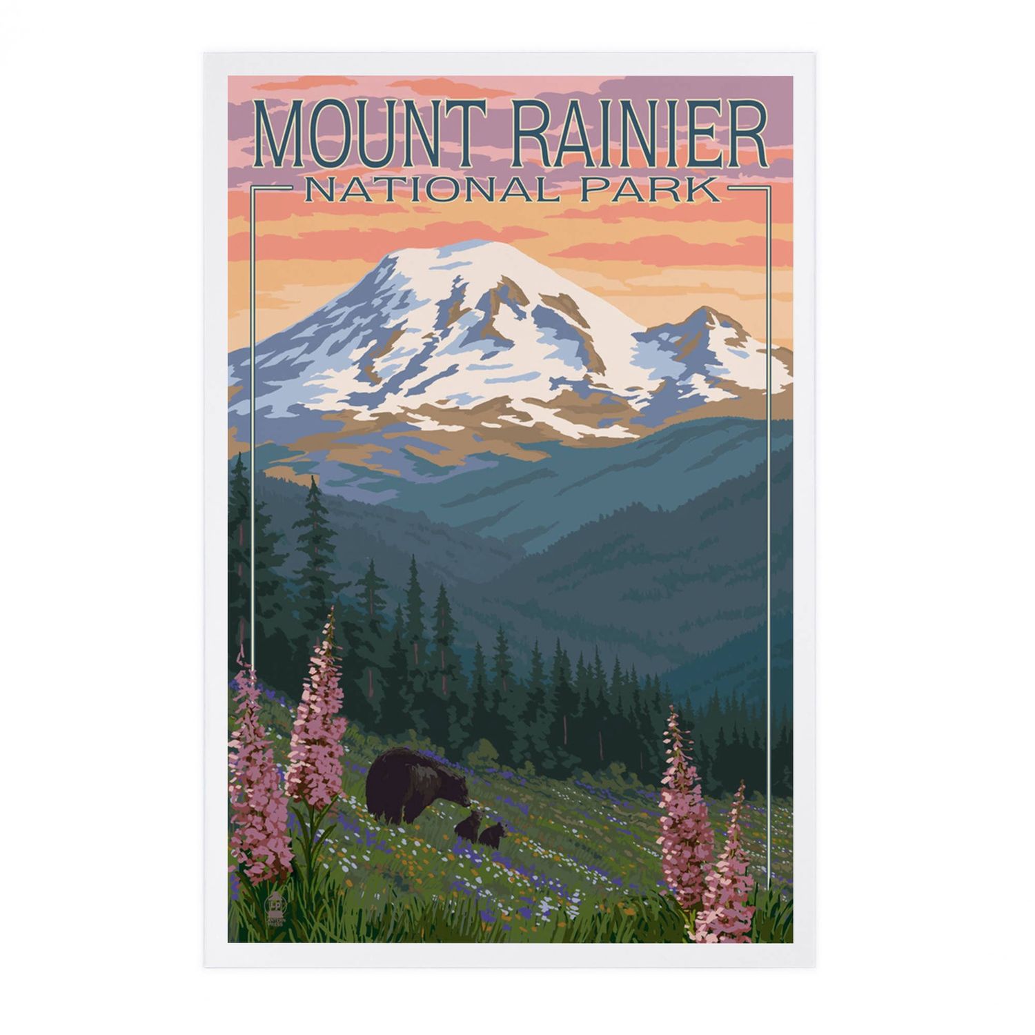Mount Rainier National Park Bear Flowers Premium Postacrd
