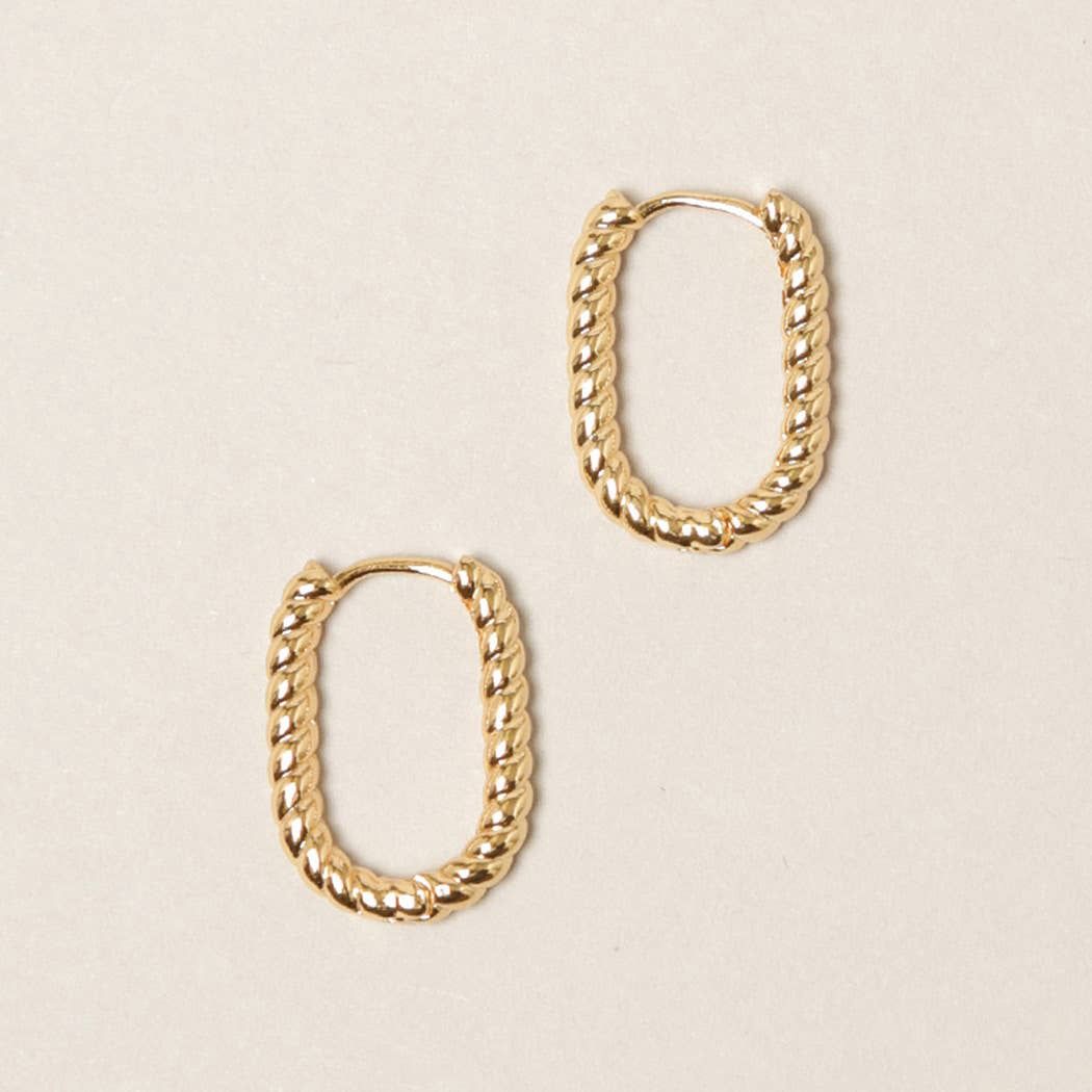 XS-14K Gold Dipped U Shaped Twist Hoop Earrings: GD / ONE SIZE