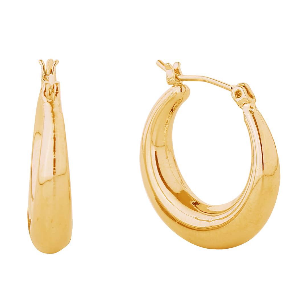 14K Dipped Chunky Hoop Pin Catch Earrings: GLD / ONE SIZE