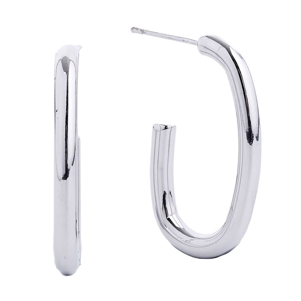 14K Gold-Dipped Long Post Earring: WHITE GOLD / ONE SIZE