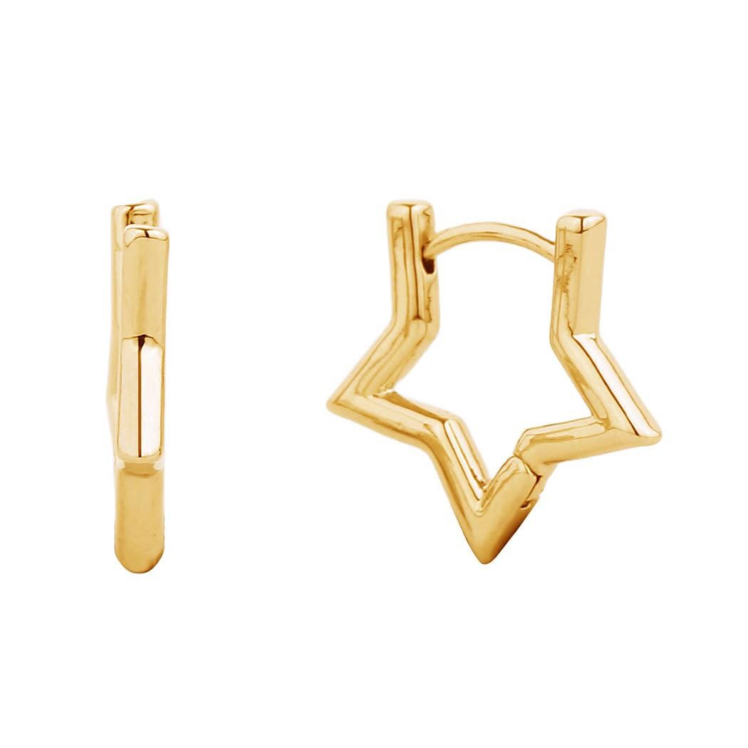14K Gold-Dipped Star Huggie Earring: GLD / ONE SIZE