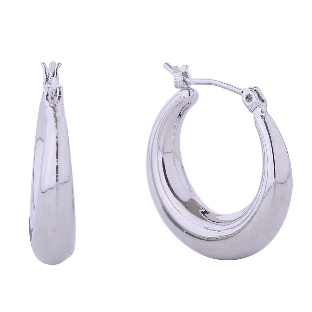 14K Dipped Chunky Hoop Pin Catch Earrings: WHITE GOLD / ONE SIZE