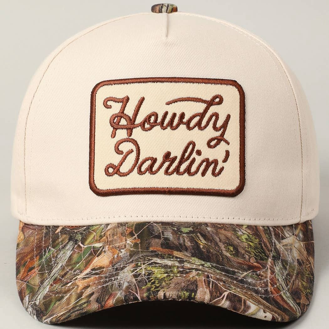Howdy Darlin' Embroidery Patch Cap: CAMO / ONE SIZE