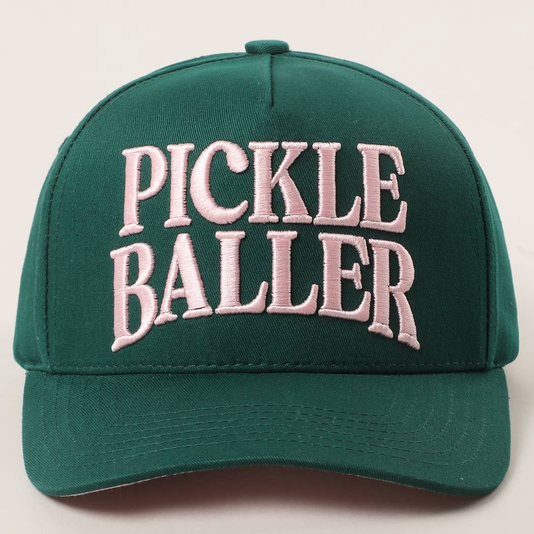 PICKLE BALLER 3D Letter Embroidery Two-Tone Trucker Hat: GRNLPK / ONE SIZE