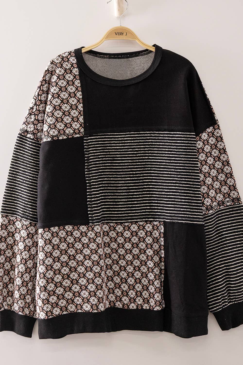 Mosaic Patchwork Top: BLACK