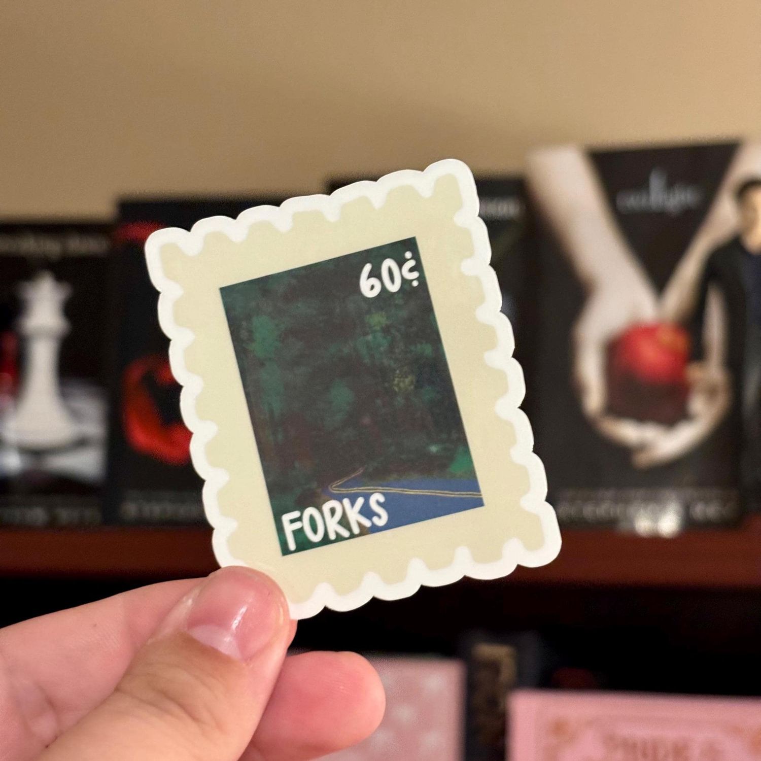Twilight Forks WA Stamp Sticker: Edward Cullen Book Decal