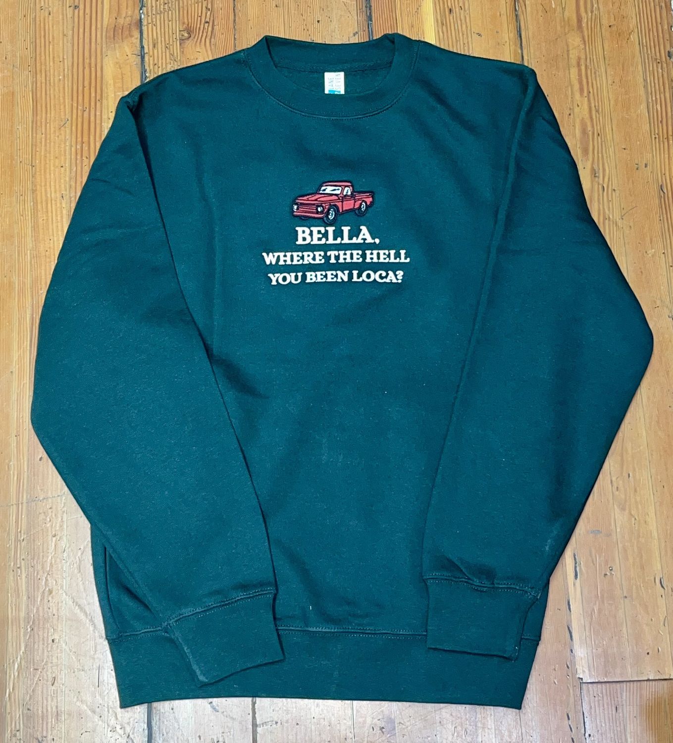 Bella Red Truck Embroidered Crewneck