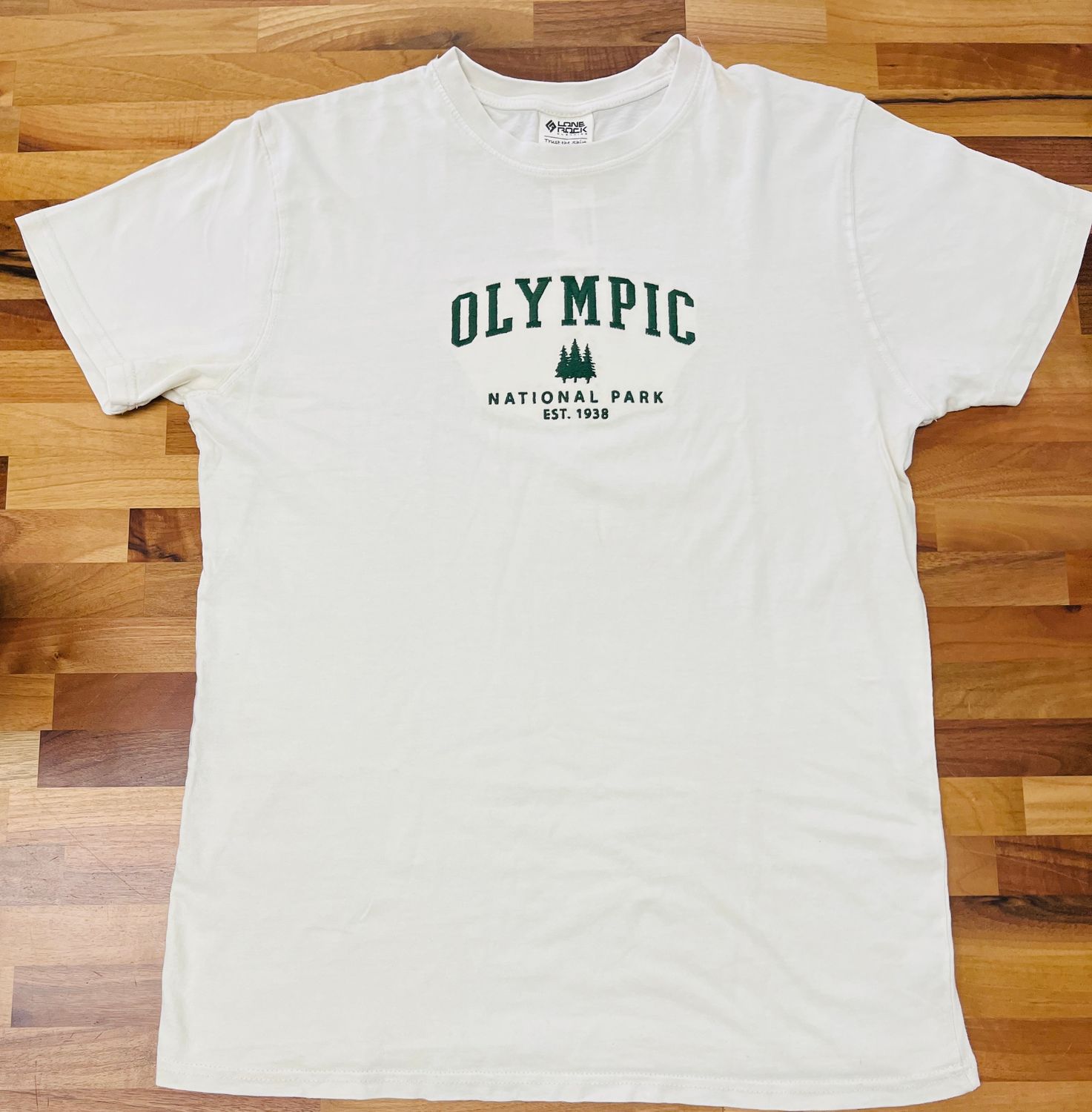 Olympic Tree Embroidered Tee, Color: Ivory, Size: Small
