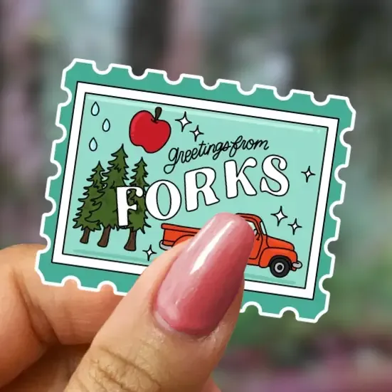 Greetings from Forks Stamp Star Sparkle Sticker