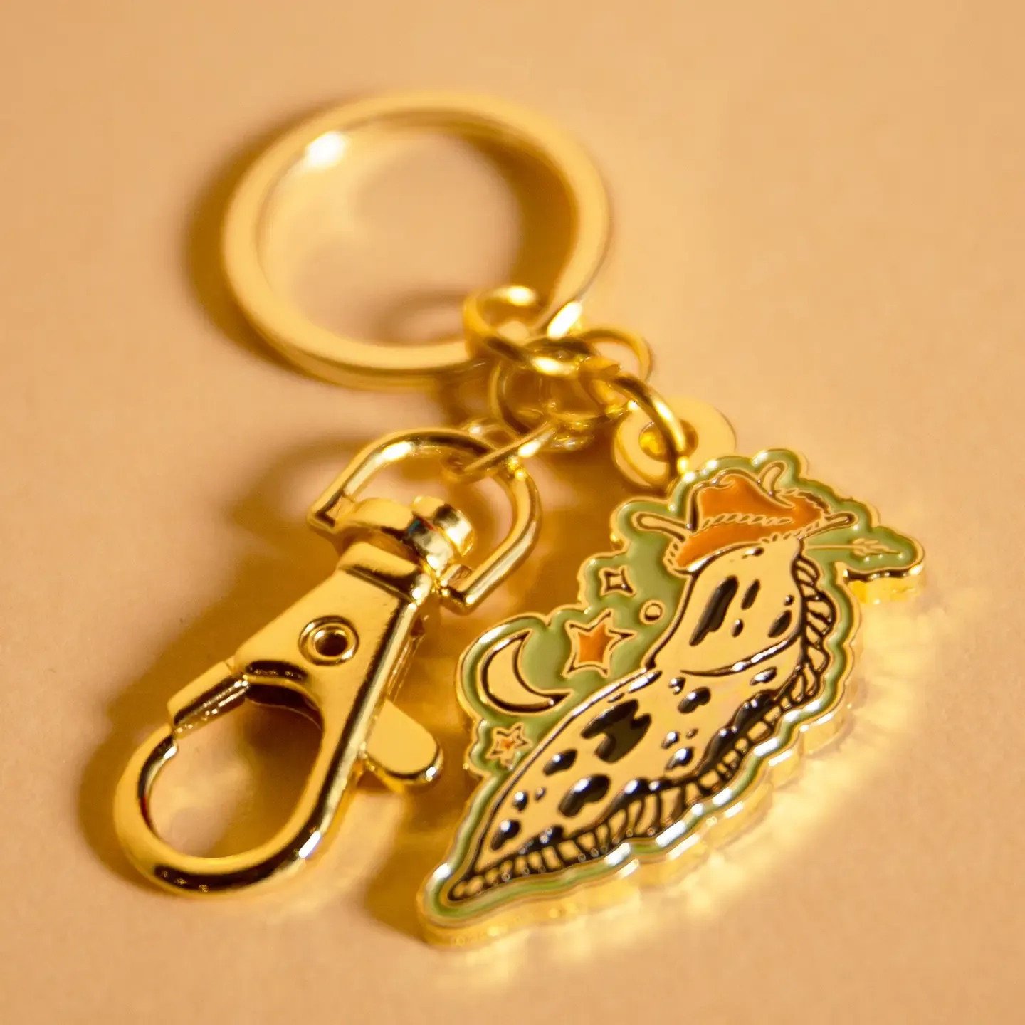 Banana Slug Cowboy Enamel Keychain