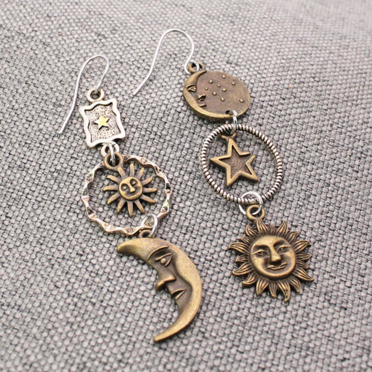 Celestial Dream Linear Sun Moon Earrings