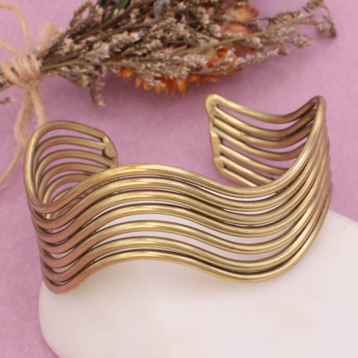 Golden Waves Wire Cuff Bracelet