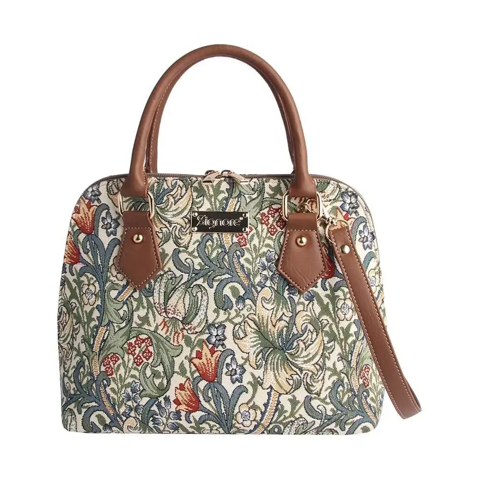 William Morris Golden Lily Convertible Top Handle Purse Handbag