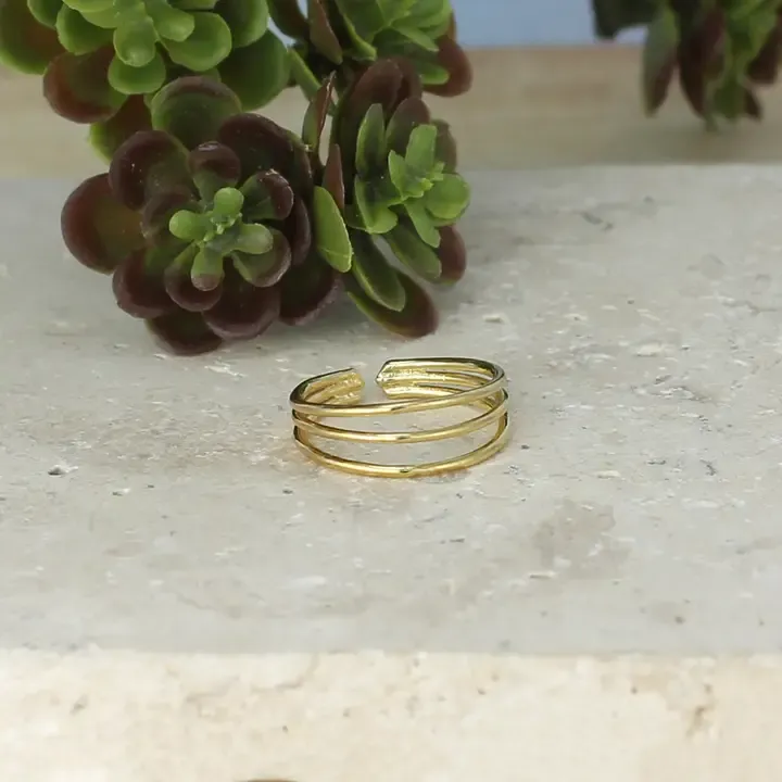 Gold 3 Band Adjustable Toe Ring