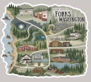 Forks Twilight Map Sticker Howl &amp; Fang Design