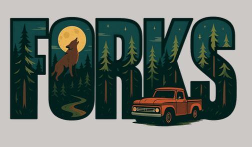 Forks Block Letter Color Post Card