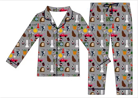 Adult Grey Twilight Long Sleeve Button Down PJ Set