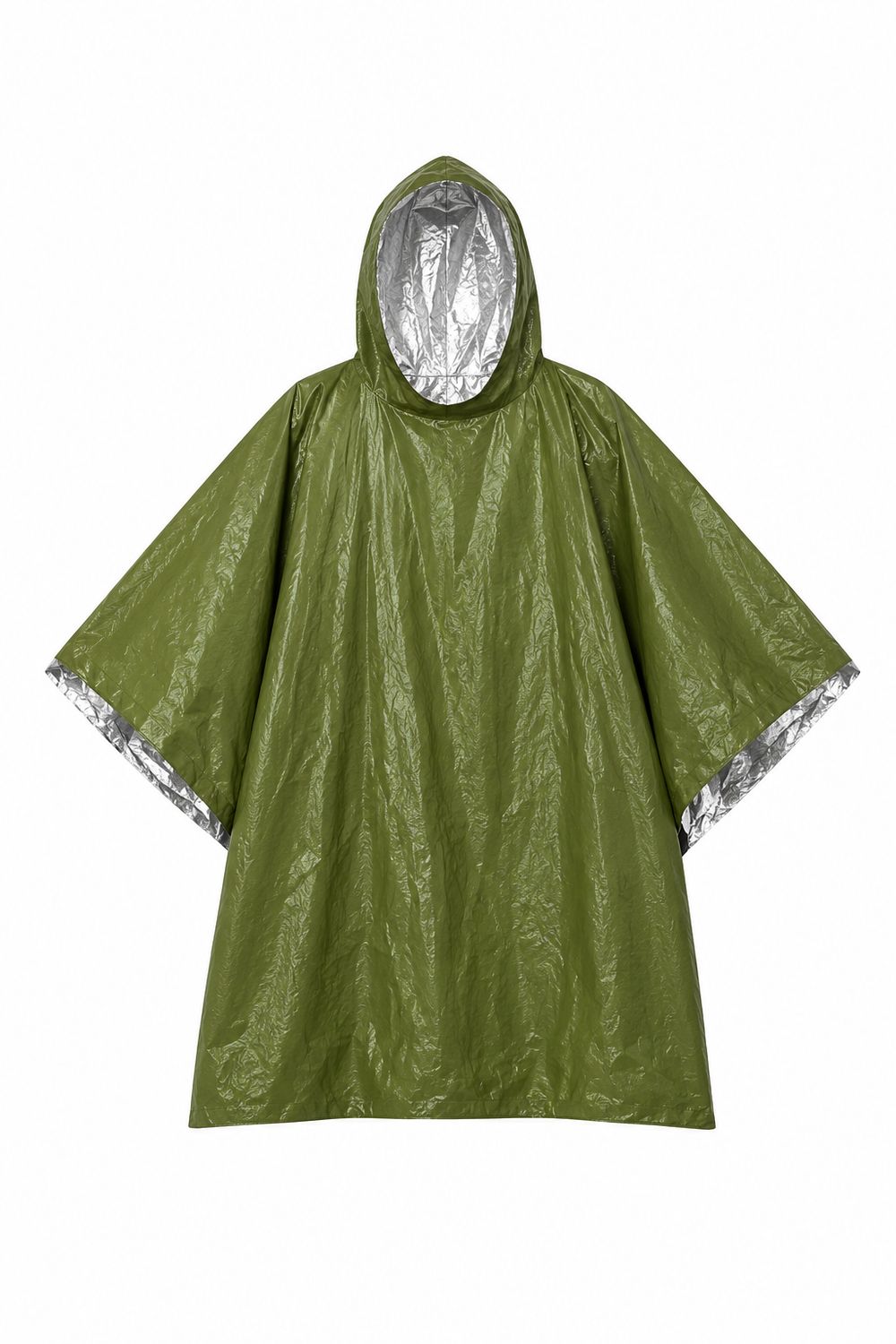 Emergency Thermal Rain Poncho - Reflective Survival Gear: Green