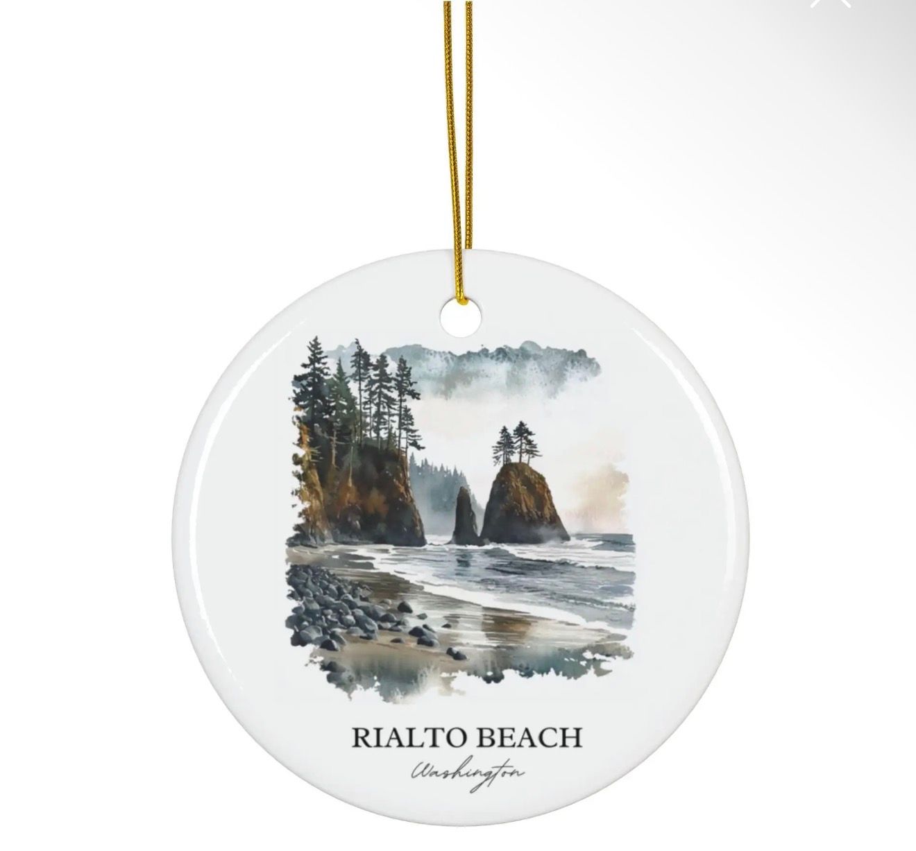 Rialto Beach Watercolor Ornament