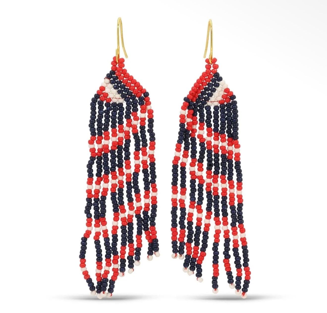 Long Game Day Earrings- Navy, White, &amp; Red