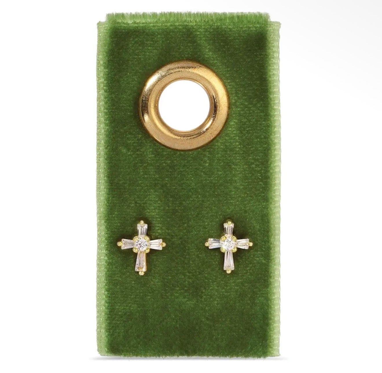 Baguette Cross Stud Earrings
