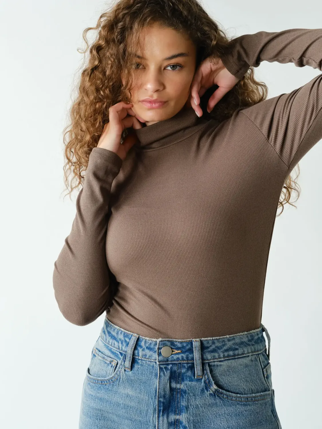 Micro Ribbed Long Sleeve Turtleneck