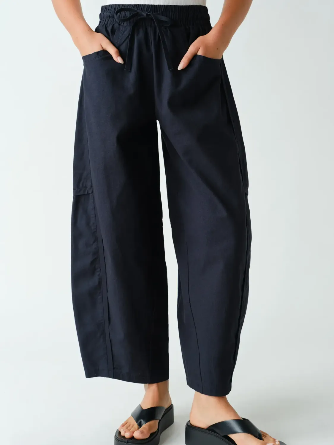 Ember Cotton Barrel-Leg Utility Pants