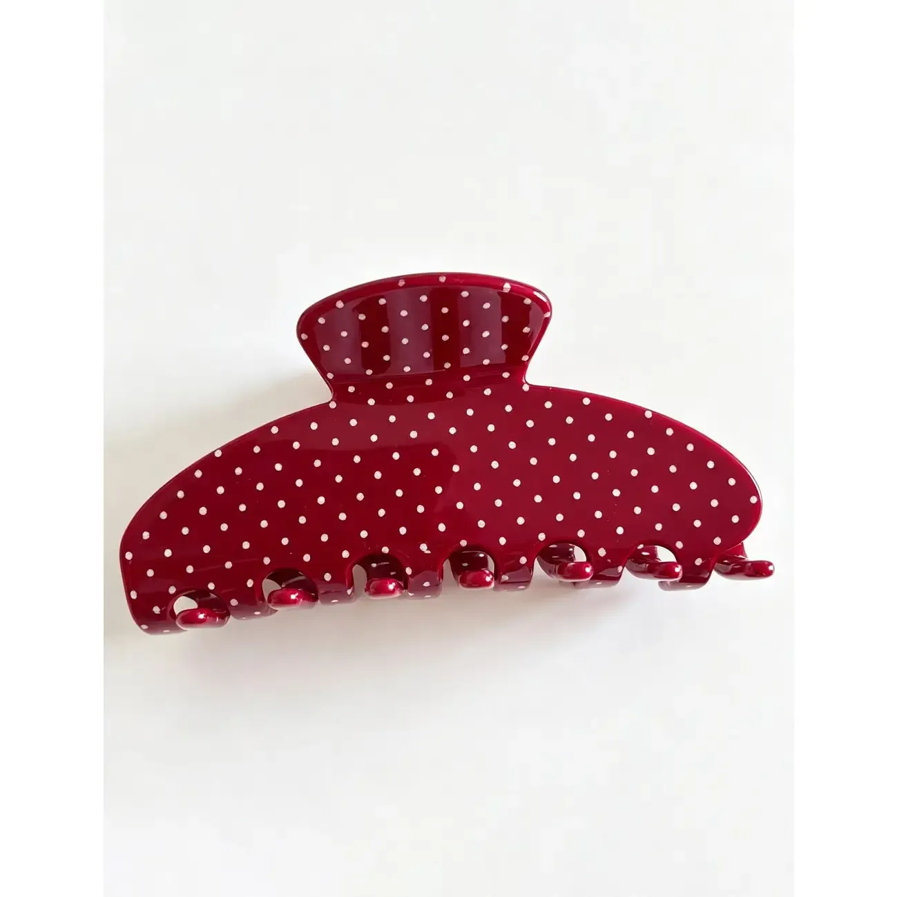 Ladies Polka Dots Print Large Claw Hair Clip