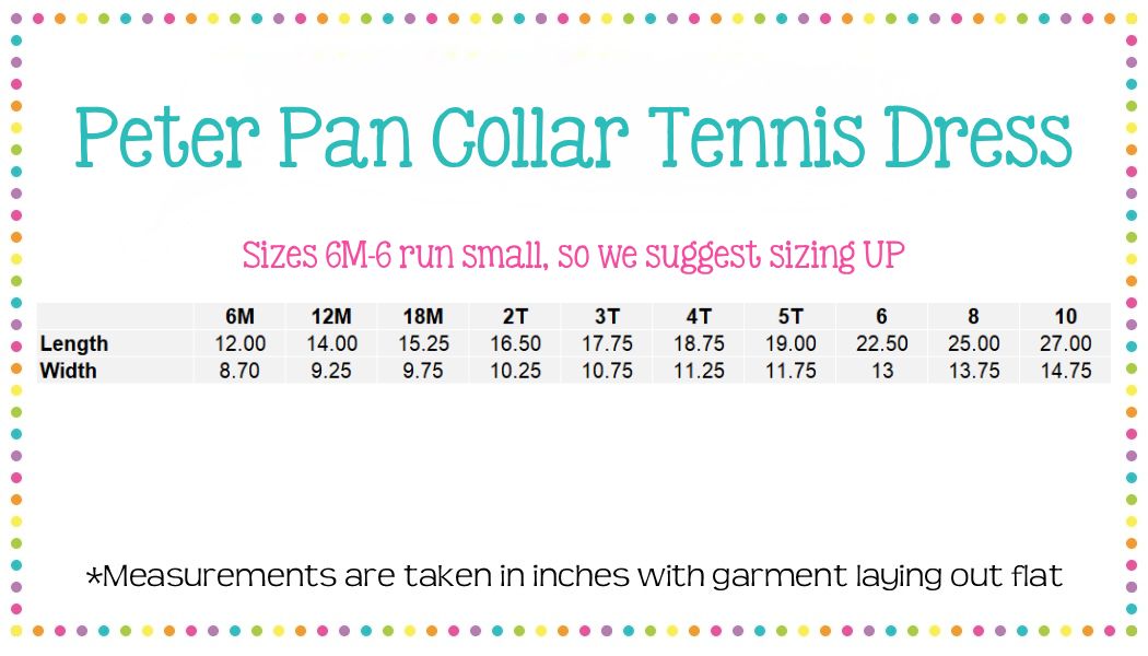 Girls Peter Pan Collar Tennis Dress (runs small, size up)