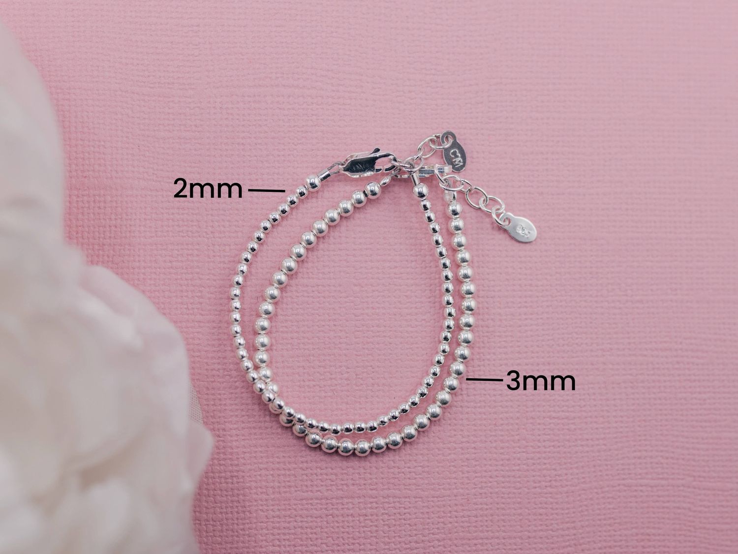 925 Sterling Silver Baby or Girls Beaded Bracelet