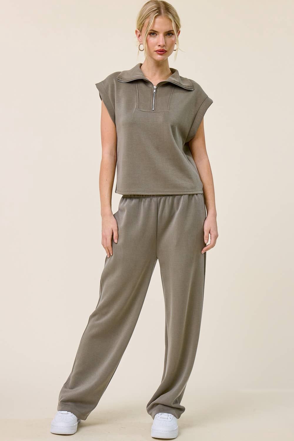 Scuba Quarter-Zip Athleisure Sleeveless Top