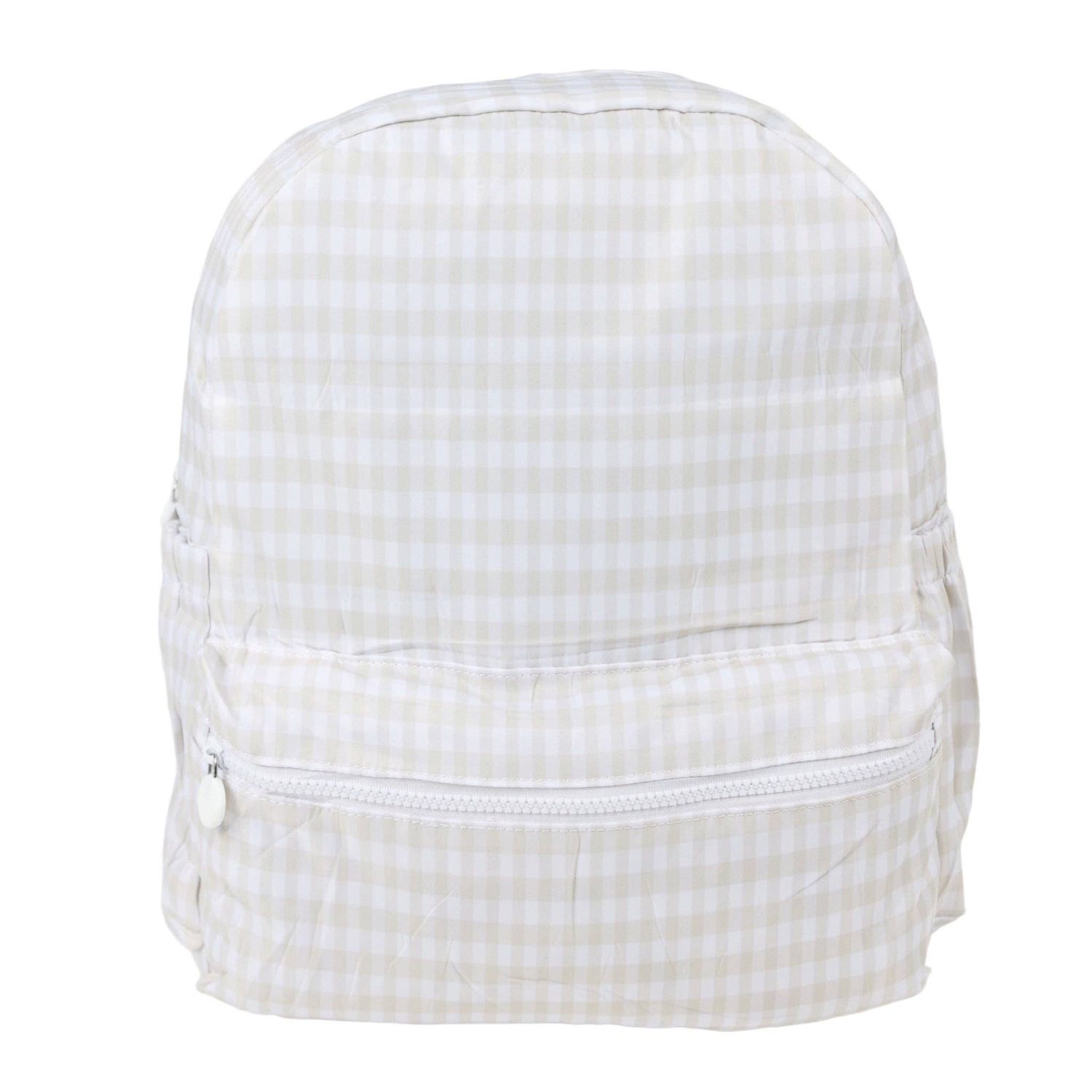 Nylon Backpack (Full Size), Color: Khaki Gingham
