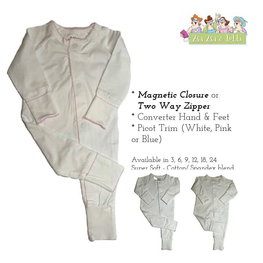 Footie (Converter - magnetic closure) Picot Trim, Baby Gift