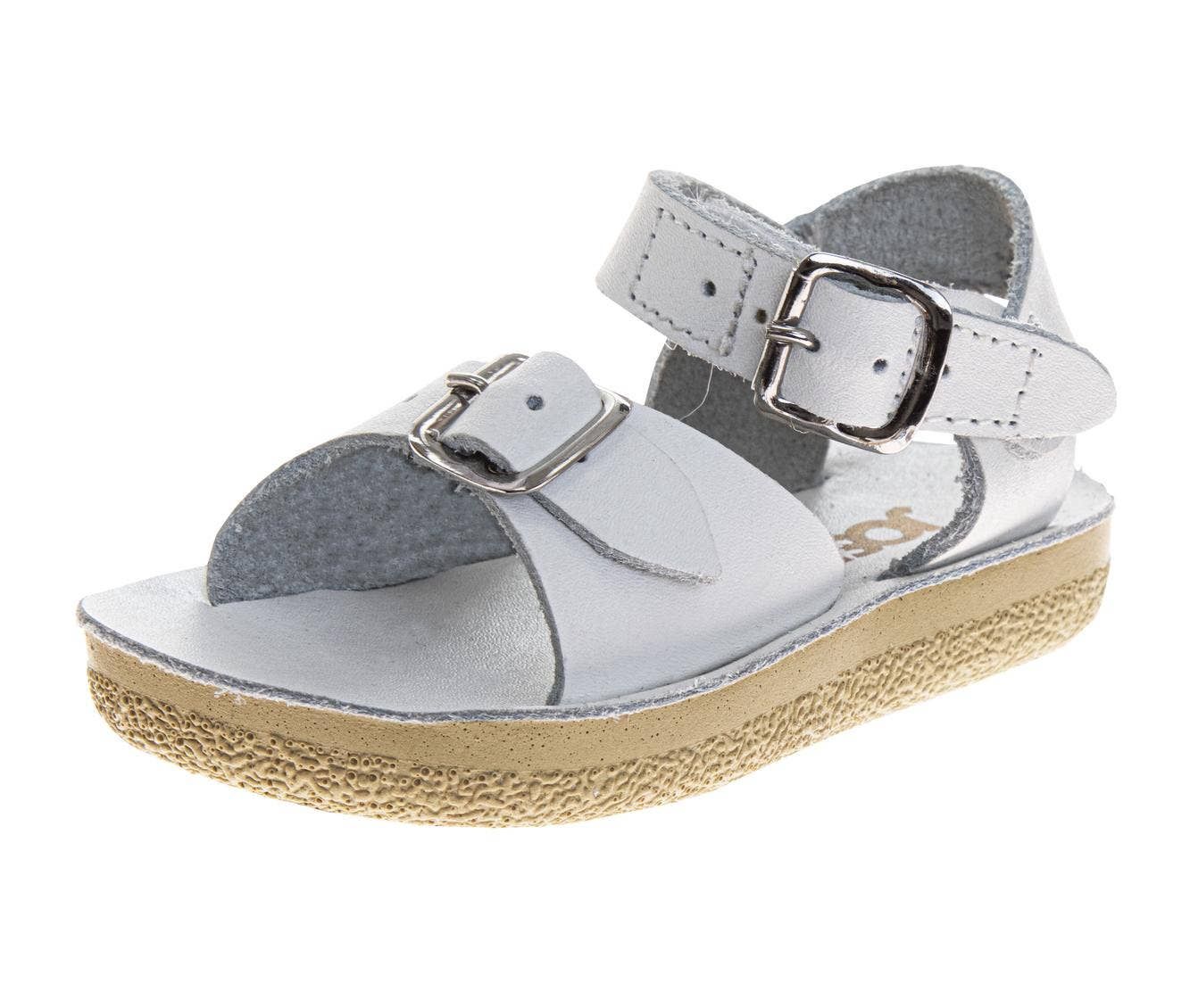 Josmo Girl's Adjustable Leather Outdoor Sandals (Toddler), Color: White