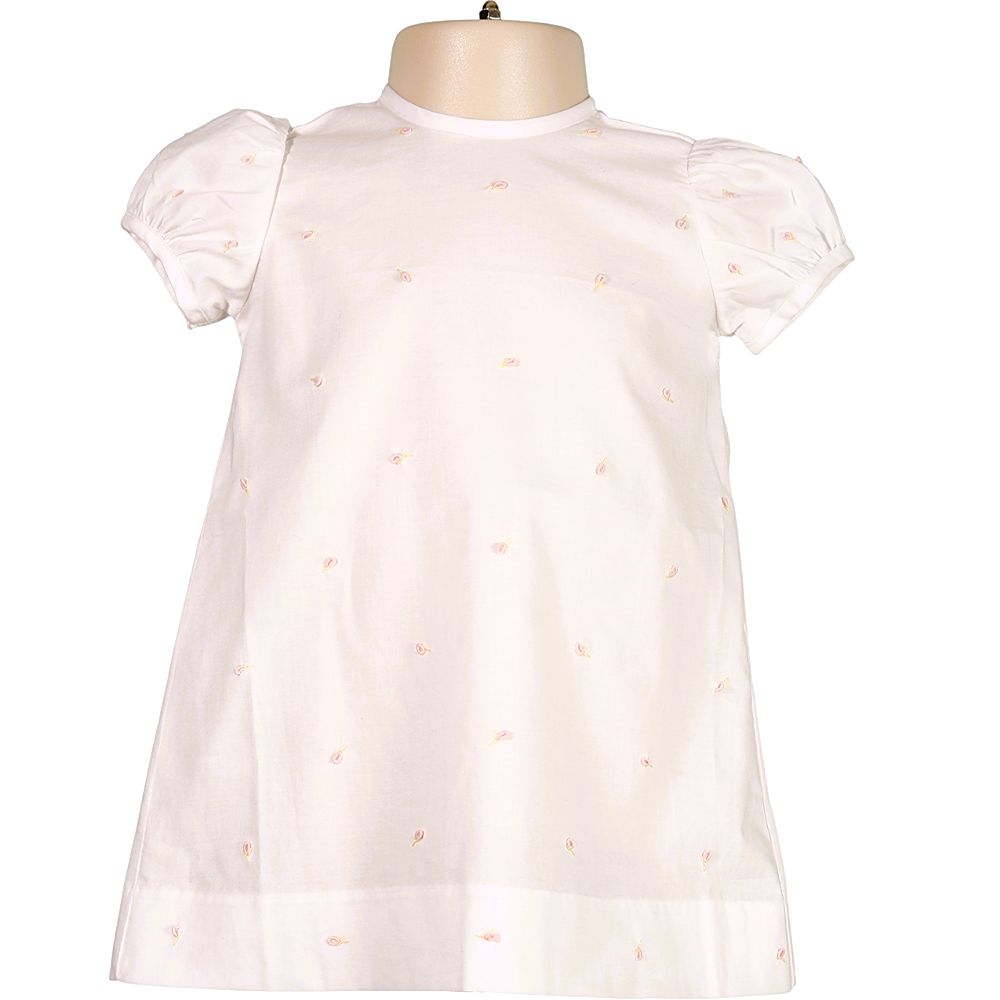 White Heirloom Rosebud Hand Embroidered Dress
