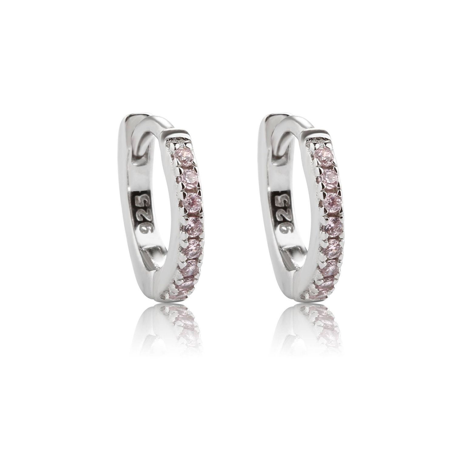 Sterling Silver Huggie CZ Hoop Earrings for Babies and Kids