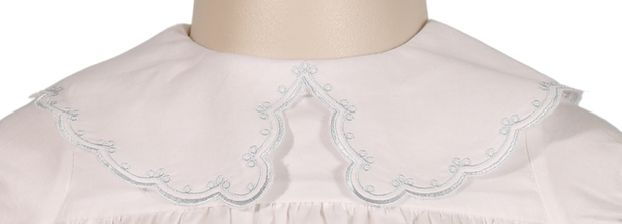 White Embroidered Peter Pan Collar Bubble