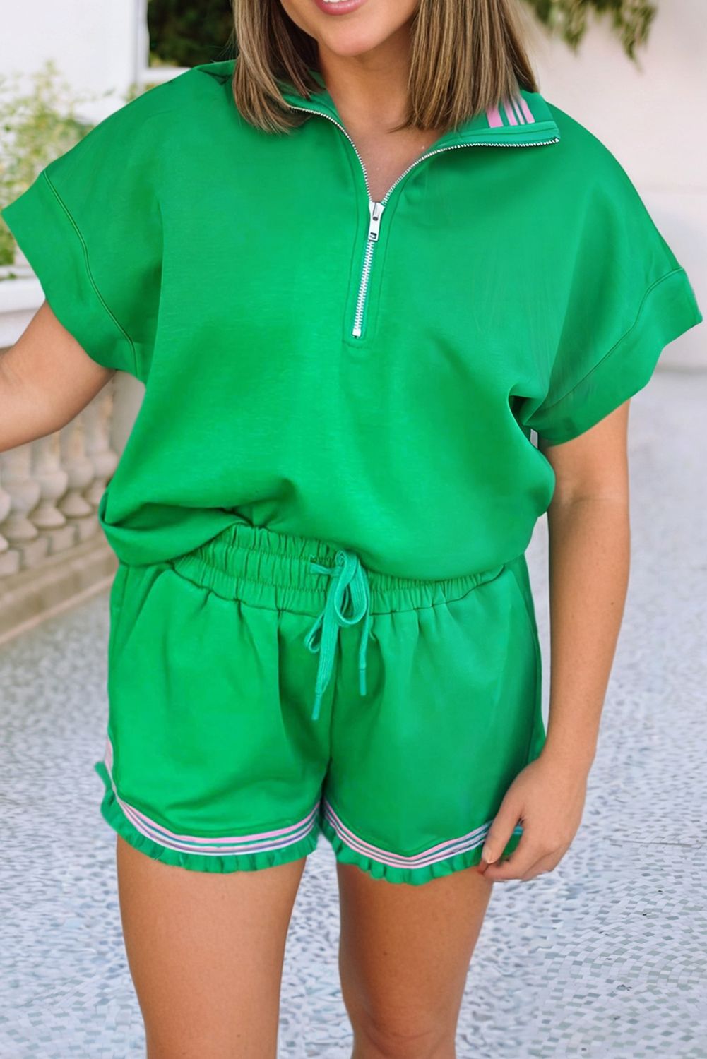 LDC Half Zip Athleisure Tee and Shorts Set