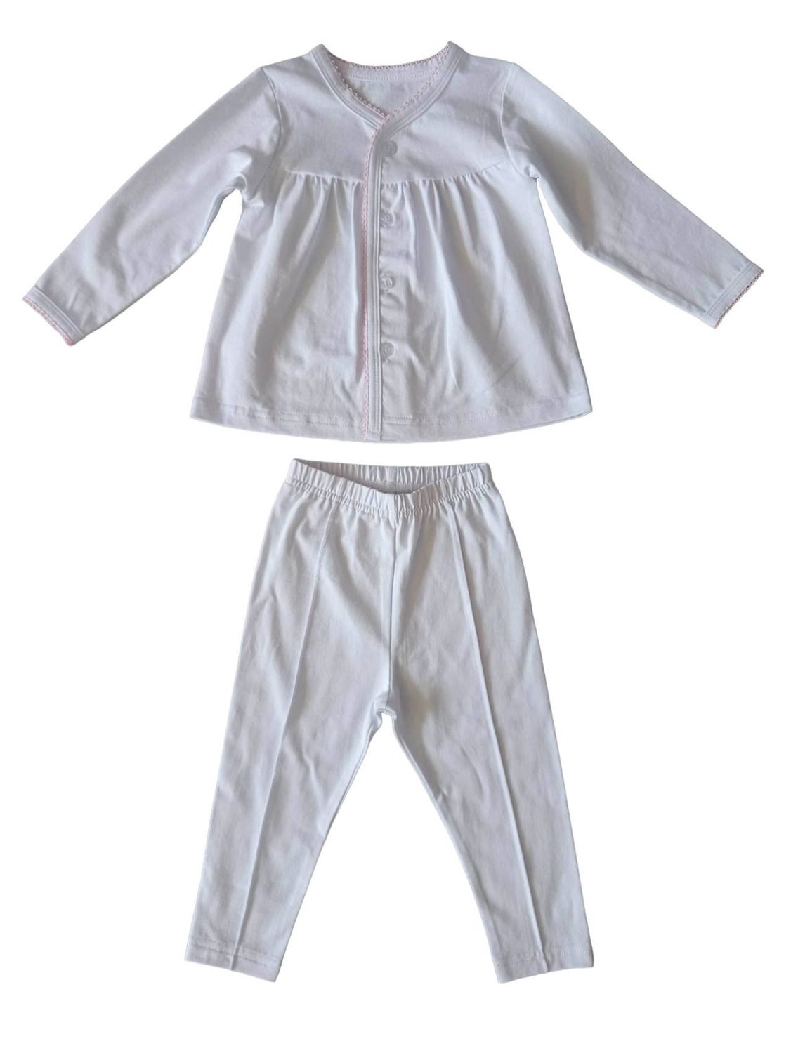 Picot Trim / Pintuck Pant Set Baby Gift, Embroidery, Monogra, Color: Pink, Size: 6 mos