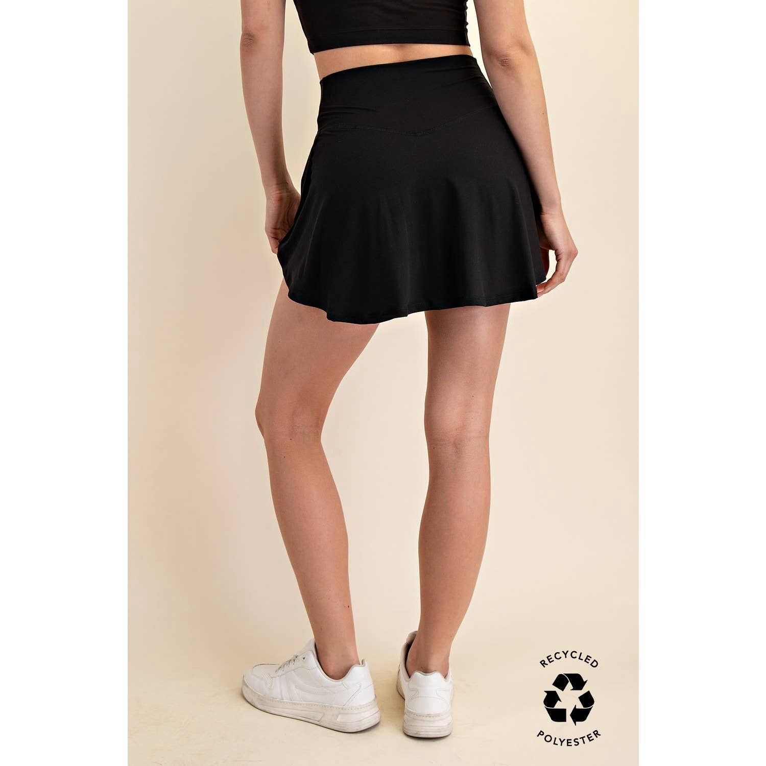 BUTTER V SHAPED HIGH-WAIST SKORT, Color: Black, Size: S-M-L(2-2-2)
