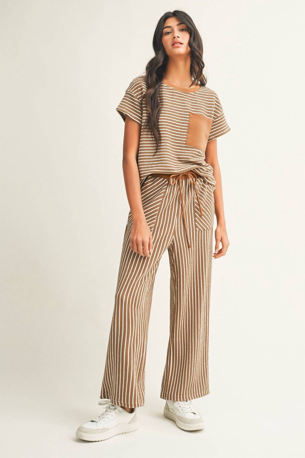 Striped Drawstring Waist Cropped Pants Set| S-4X