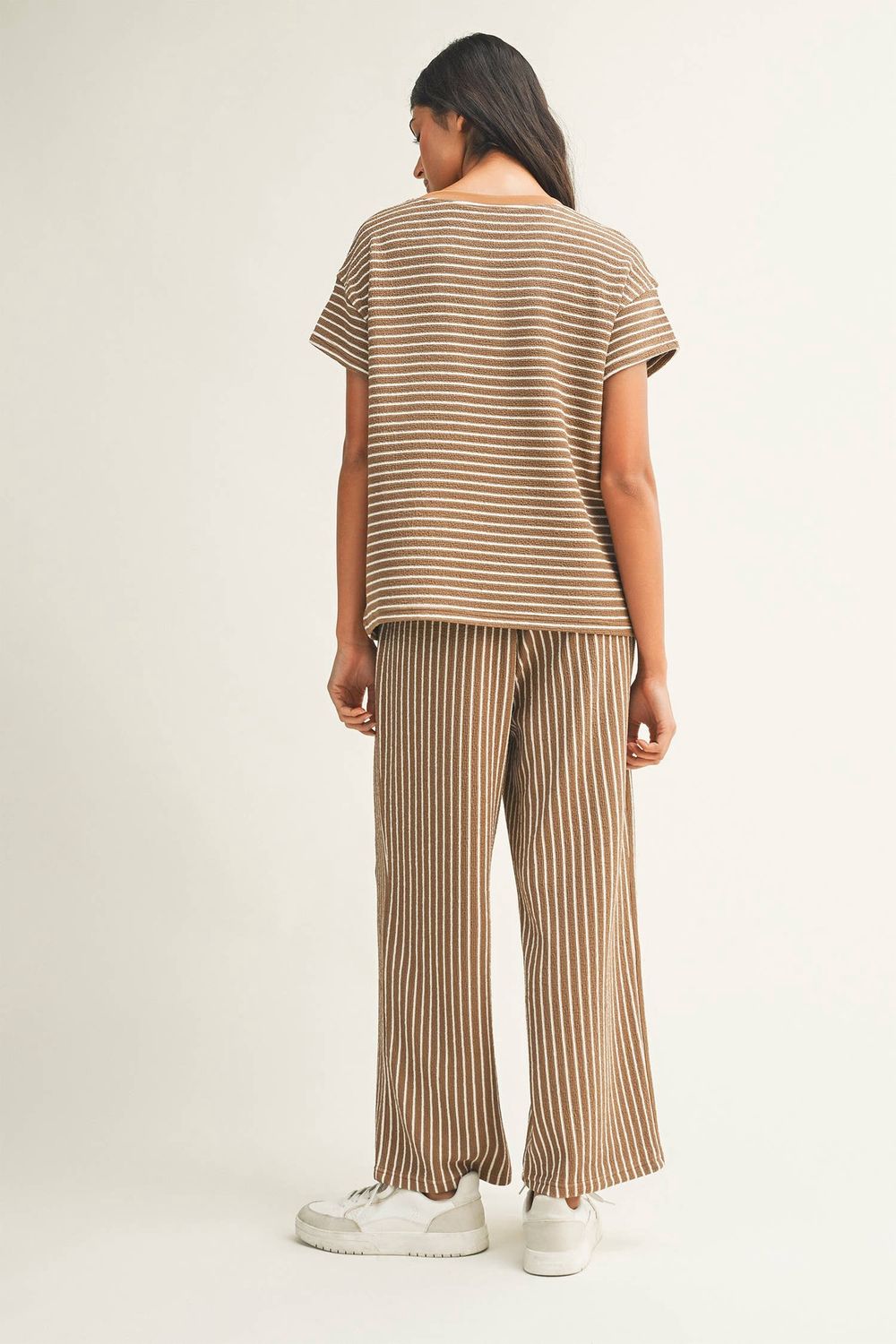 Striped Drawstring Waist Cropped Pants Set| S-4X
