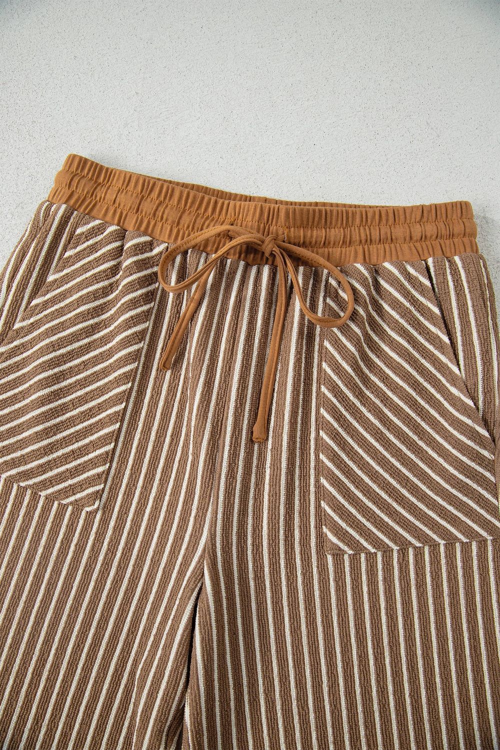 Striped Drawstring Waist Cropped Pants Set| S-4X